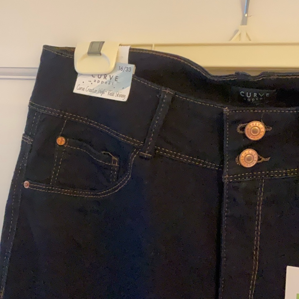 Blue Ankle Cropped Jeans with Contrast Stitching